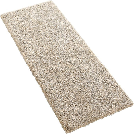 Yimobra Luxury Bathroom Rugs, Fluffy Bath Mats, Non Slip, Water Absorbent Microfiber, Machine Washable, Plush Runner Shower Rugs, Thick Matts for Bathroom Floor/Tub, 56"x 24", Light Beige and White