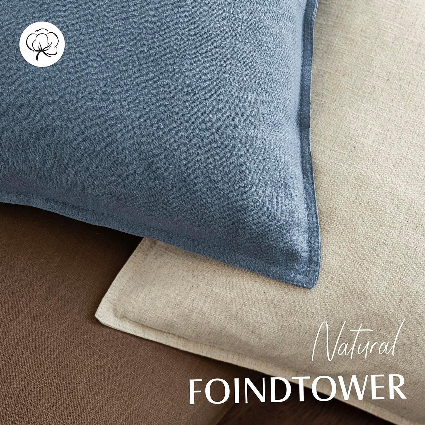 Foindtower Pack of 2, Decorative Linen Soild Throw Pillow Covers Soft Accent Lumbar Cushion Case Farmhouse Pillowcase for Chair Couch Sofa Bedroom Living Room Home Decor 12 x 20 Inch Misty Blue
