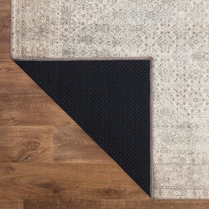 Keen Home Design 5x7 Rug - Machine Washable Area Rug with Non-Slip Backing, Ideal for Living Room, Dining Room, Bedroom - Vintage, Easy Clean, Durable, Low Pile Rug - (5' x 7')