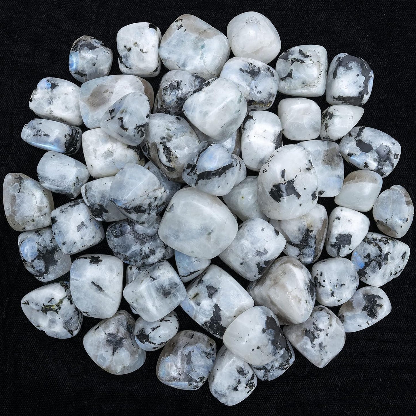 Crocon 1LB Rainbow moonstone tumbled stones and Crystals bulk 2000+ Carats natural Crystal Kit for Reiki Healing Crystal Polished, tumble stones, Chakra Balancing, Reiki Gift, Home Decor Size : 20mm