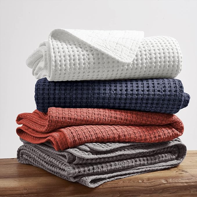 Levtex Home Mills Waffle Twin Bedspread Set (84x104in) with 1 Pillow Sham (26x20in) - Adobe - 100% Cotton Twin Size Bedspread Set - Lightweight, Soft, Pre-Washed