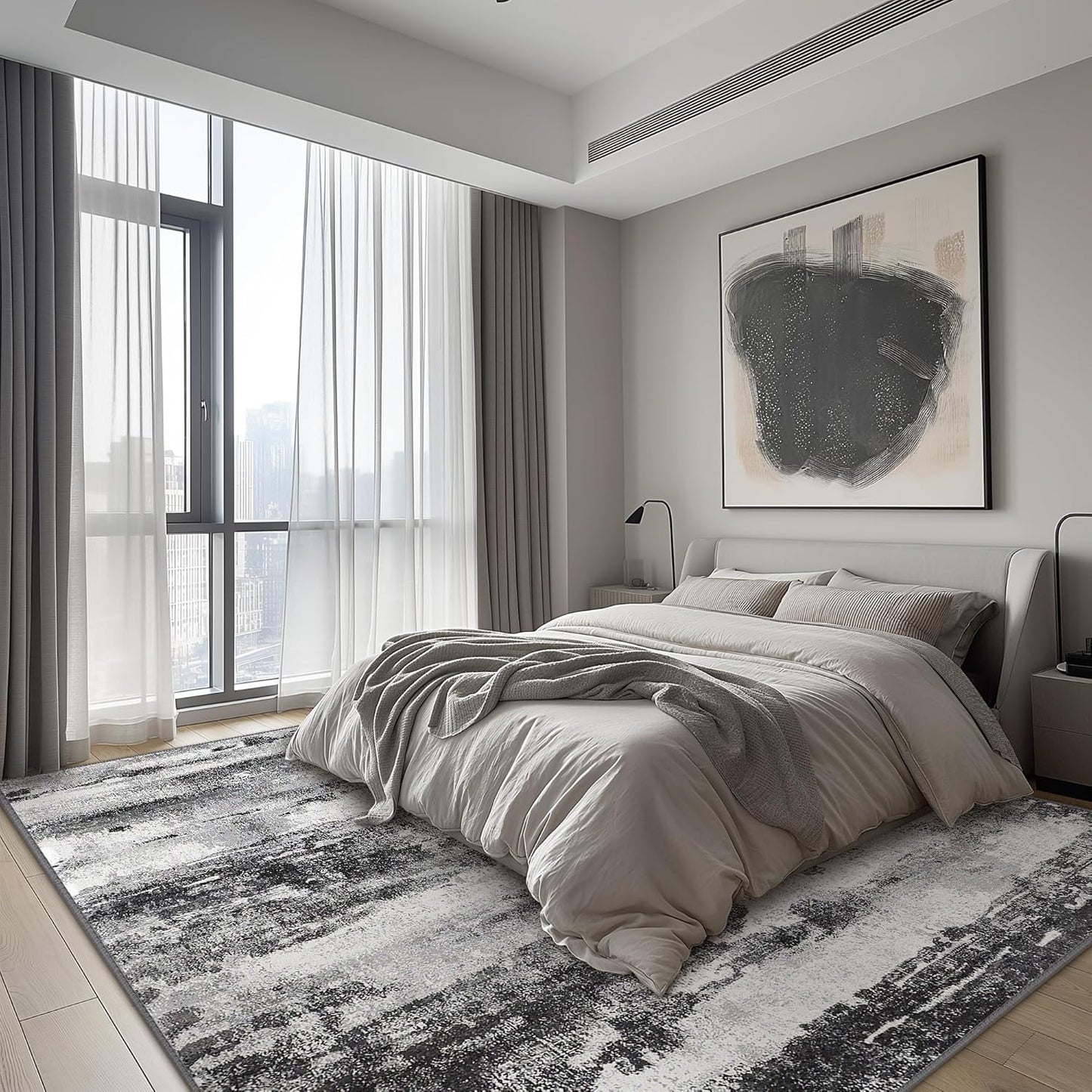 Area Rugs 8x10 for Living Room Bedroom Machine Washable Modern Abstract Soft Dark Large Rugs with Non Slip Backing, Floor Carpet for Dining Room