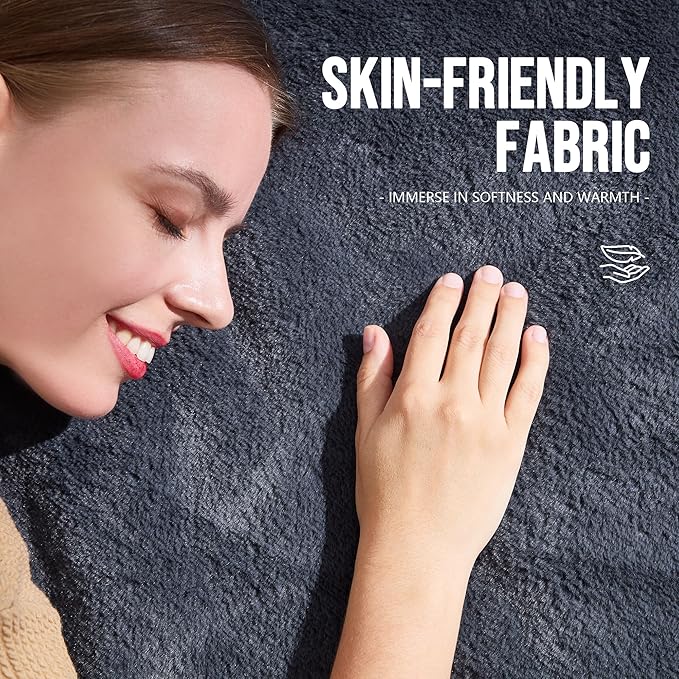 Hobestluk 5ft Bean Bag Chairs for Adults Large Beanbag Chair with Plush Faux Fur Cover Big Bean Bag Chair for Living Room Bedroom Dorm Office - Dark Grey (50” x 50” x 24”)