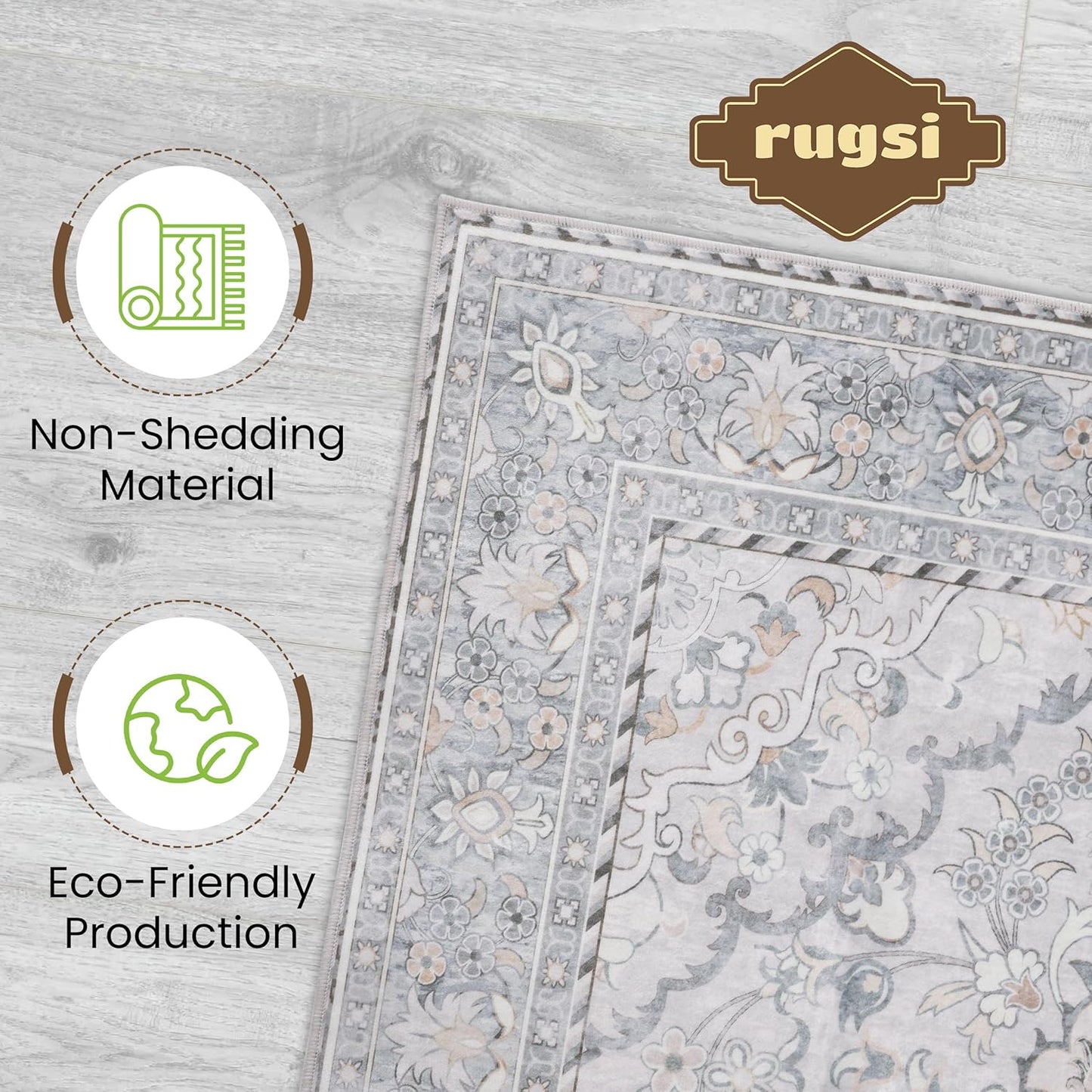 Washable Runner Rug 2x6 | Non Slip Rug Runners for Hallways, Entryways, Kitchens, Bathrooms, Bedrooms | Ultra-Soft Flannel Carpet Runners with Rubber Backing (Frosted Taupe, 2x6)