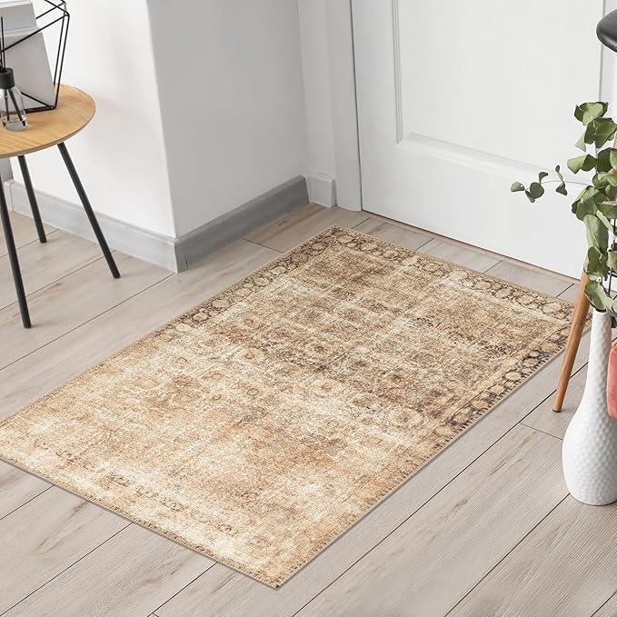 Keen Home Design 2x3 Rug - Machine Washable Entry Rug with Non-Slip Backing, Ideal for Enteryway, Kitchen, Bathroom, Laundry Room - Vintage, Easy Clean, Durable, Low Pile - (2' x 3')