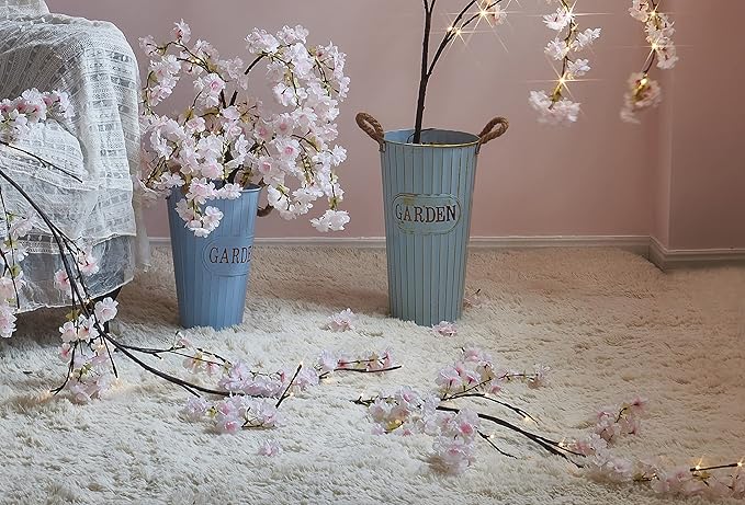 LITBLOOM Cherry Blossom Garland with Lights Battery Operated with Timer 96 Fairy Lights, Lighted Flower Garland 6FT for Mantle Firepalce Wedding Party Decoration Indoor Outdoor