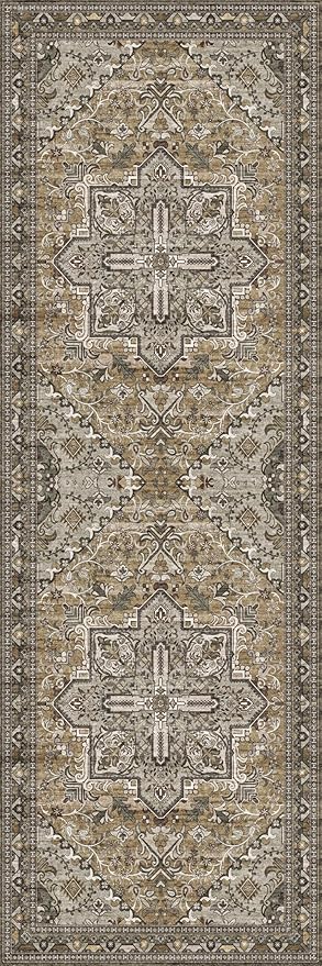 Washable Runner Rug 2x6 | Non Slip Rug Runners for Hallways, Entryways, Kitchens, Bathrooms, Bedrooms | Ultra-Soft Flannel Carpet Runners with Rubber Backing (Moss, 2x6)