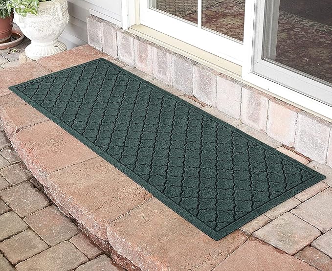 WaterHog Heavy Duty Runner Door Mat, 2' x 5', Made in USA, Durable & Skid-Resistant Entryway Mat, Water-Trapping, Indoor/Outdoor Decorative Floor Covering, Cordova Collection, Evergreen