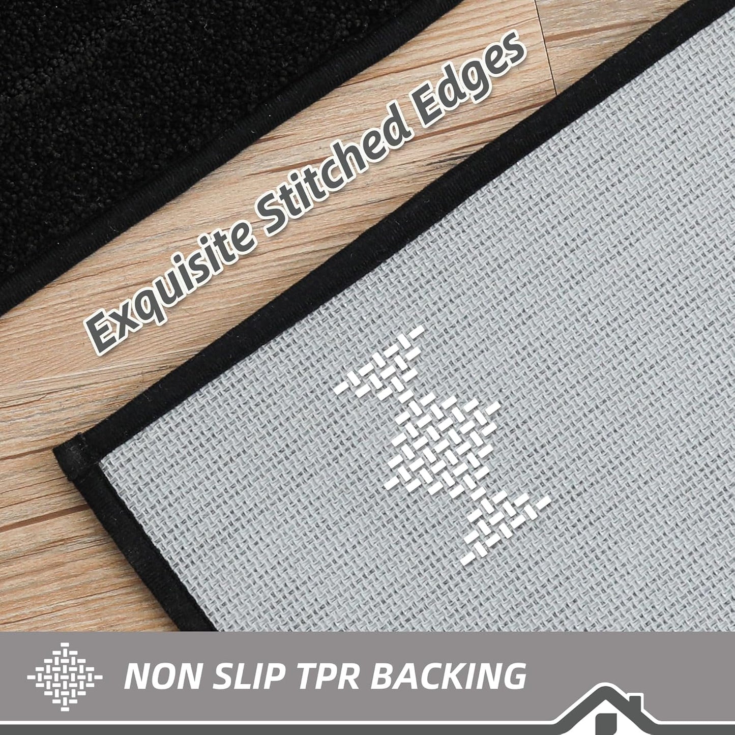 BEQHAUSE Kitchen Runner Rug 20”x59” Washable Non Slip Kitchen Mats for Floor Absorbent Soft Kitchen Rugs for Floor,Sink,Hallway,Laundry,Black