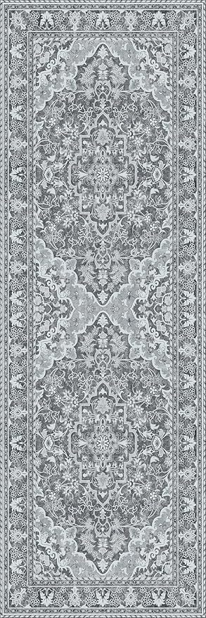 Washable Runner Rug 2x6 | Non Slip Rug Runners for Hallways, Entryways, Kitchens, Bathrooms, Bedrooms | Ultra-Soft Flannel Carpet Runners with Rubber Backing (Light Grey, 2x6)