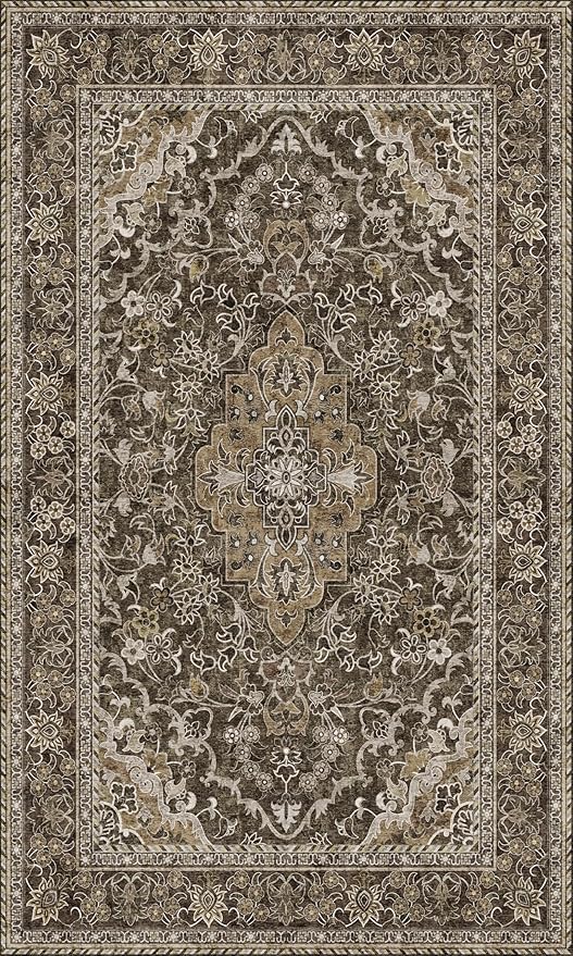 Washable Entryway Rug 3x5 | Non Slip Rug Runners for Hallways, Entryways, Kitchens, Bathrooms, Bedrooms | Ultra-Soft Flannel Carpet Kitchen Rug with Rubber Backing (Dark Sage, 3x5)