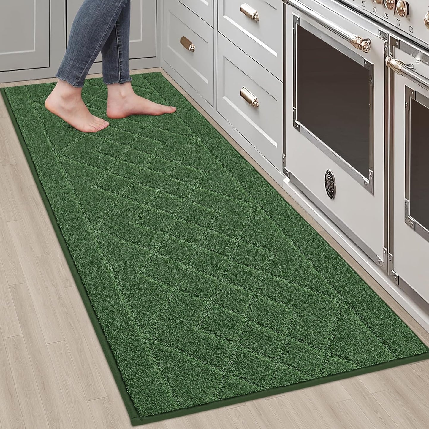 BEQHAUSE Kitchen Runner Rug 20”x59” Washable Non Slip Kitchen Mats for Floor Absorbent Soft Kitchen Rugs for Floor,Sink,Hallway,Laundry,Green