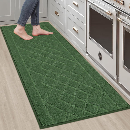 BEQHAUSE Kitchen Runner Rug 20”x59” Washable Non Slip Kitchen Mats for Floor Absorbent Soft Kitchen Rugs for Floor,Sink,Hallway,Laundry,Green