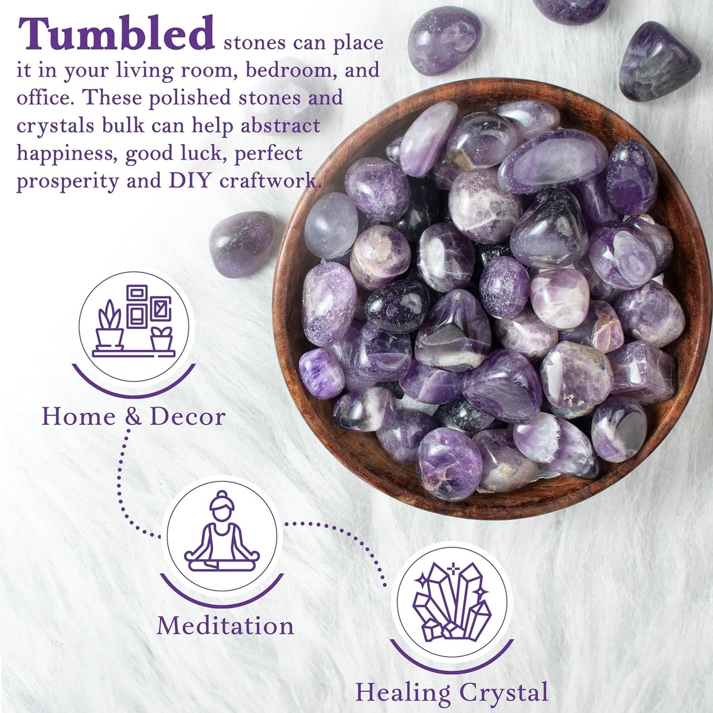 Crocon 1LB amethyst Tumbled crystals and healing stones Kit for Reiki Healing Crystal purple Polished tumble stones Chakra Balancing meditation Reiki Gifts women men DIY Home Decor Size : 20-25 mm