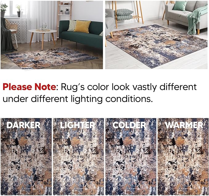 Keen Home Design Area Rugs - 12x15 Non-Shedding, Abstract Rugs for Kitchen, Living Room, Bedroom, Dining Room, Entryway - Size: 12' x 15', Multi