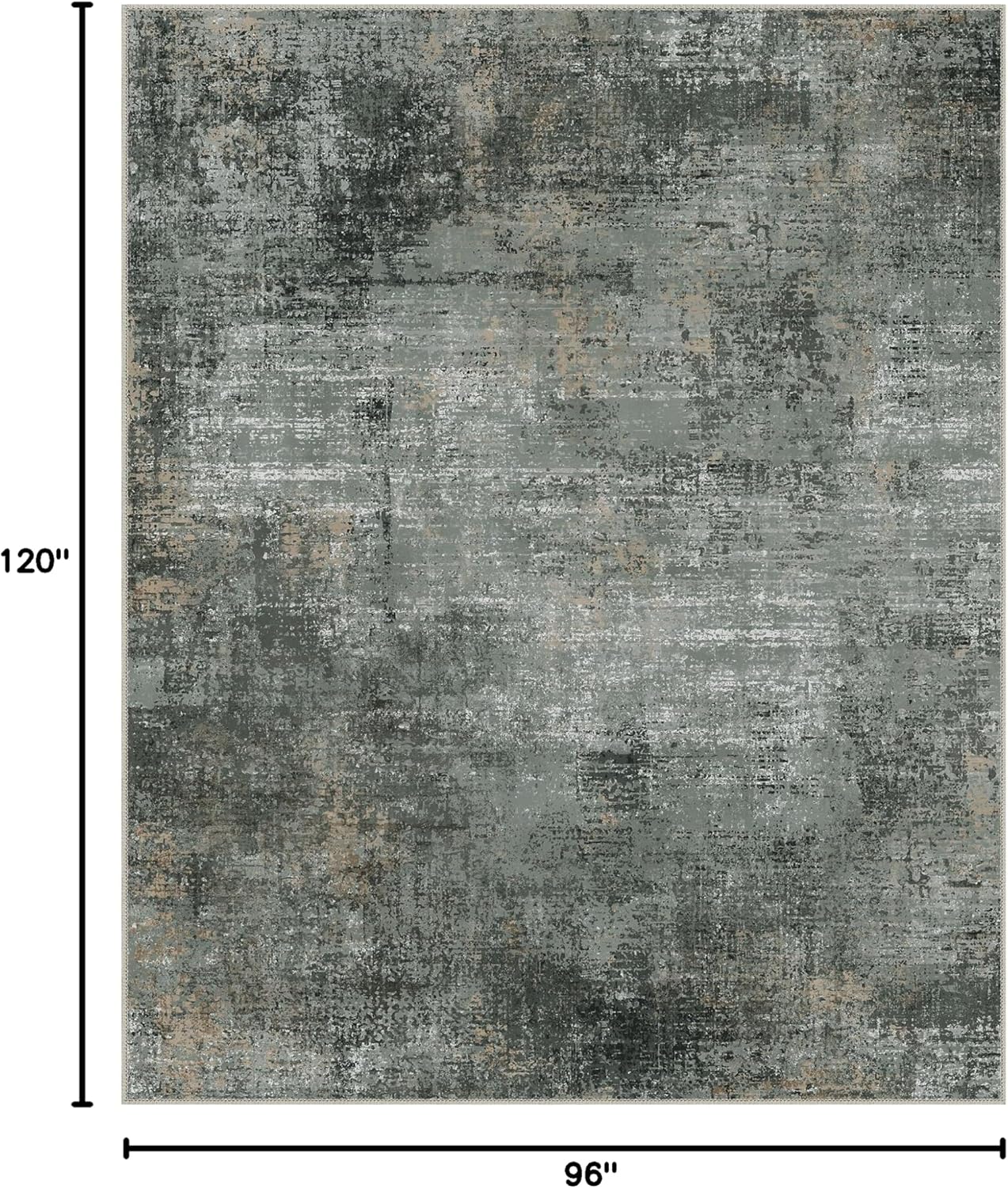 Area Rugs 8x10 Machine Washable Rug for Bedroom Living Room Dining Room, Large Modern Abstract Soft Rugs, Indoor Low Pile Carpet with Non Slip Rubber Backing, Abstract Deep Gray