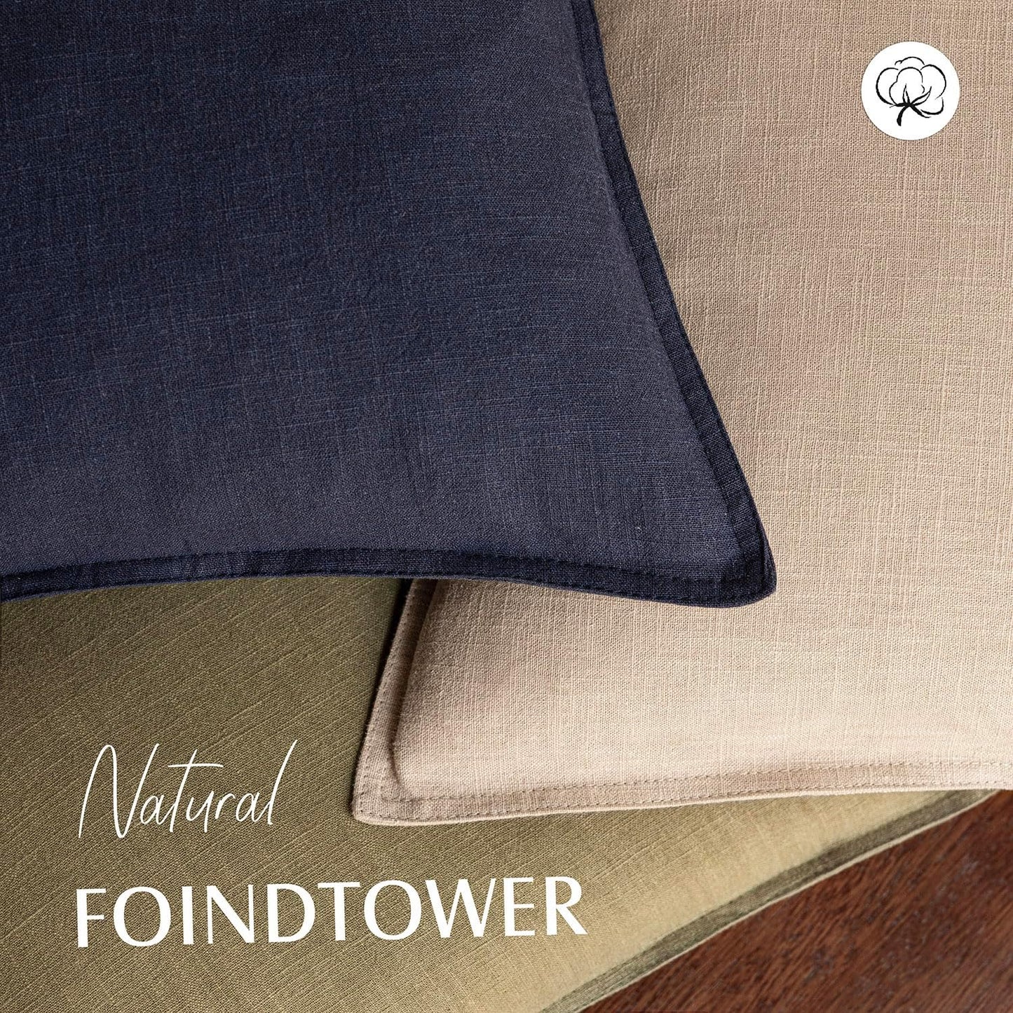 Foindtower Pack of 2, Decorative Linen Soild Throw Pillow Covers Soft Accent Cushion Case Farmhouse Neutral Pillowcase for Chair Couch Sofa Bedroom Living Room Home Decor 22 x 22 Inch Tan Beige