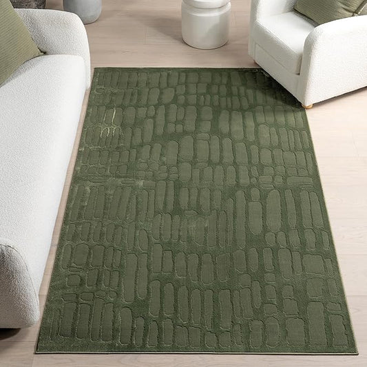 nuLOOM Belen Abstract 2' x 3' Machine Washable Accent Rug for Living Room Bedroom Dining Room Entryway Kitchen, Belen Forest Green