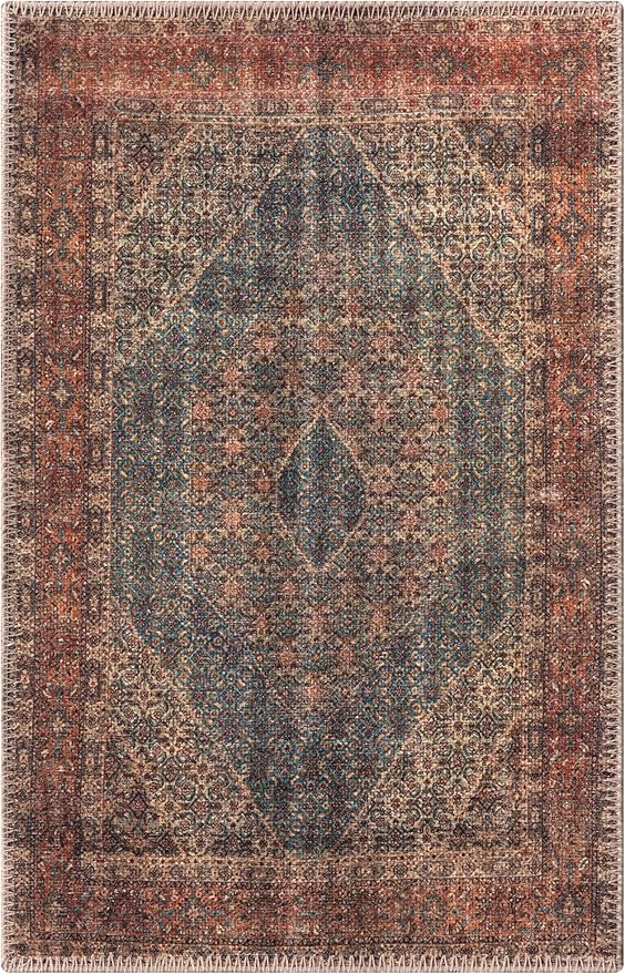 Keen Home Design 2x3 Rug - Machine Washable Entry Rug with Non-Slip Backing, Ideal for Enteryway, Kitchen, Bathroom, Laundry Room - Vintage, Easy Clean, Durable, Low Pile Rug - (2' x 3')