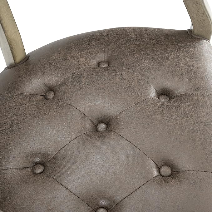 MODERION Modern Retro Brown Solid Wood Boss Caption's Dining & Office Desk Chairs with Wheels, Arms & Upholstered Seat, 31.5'H