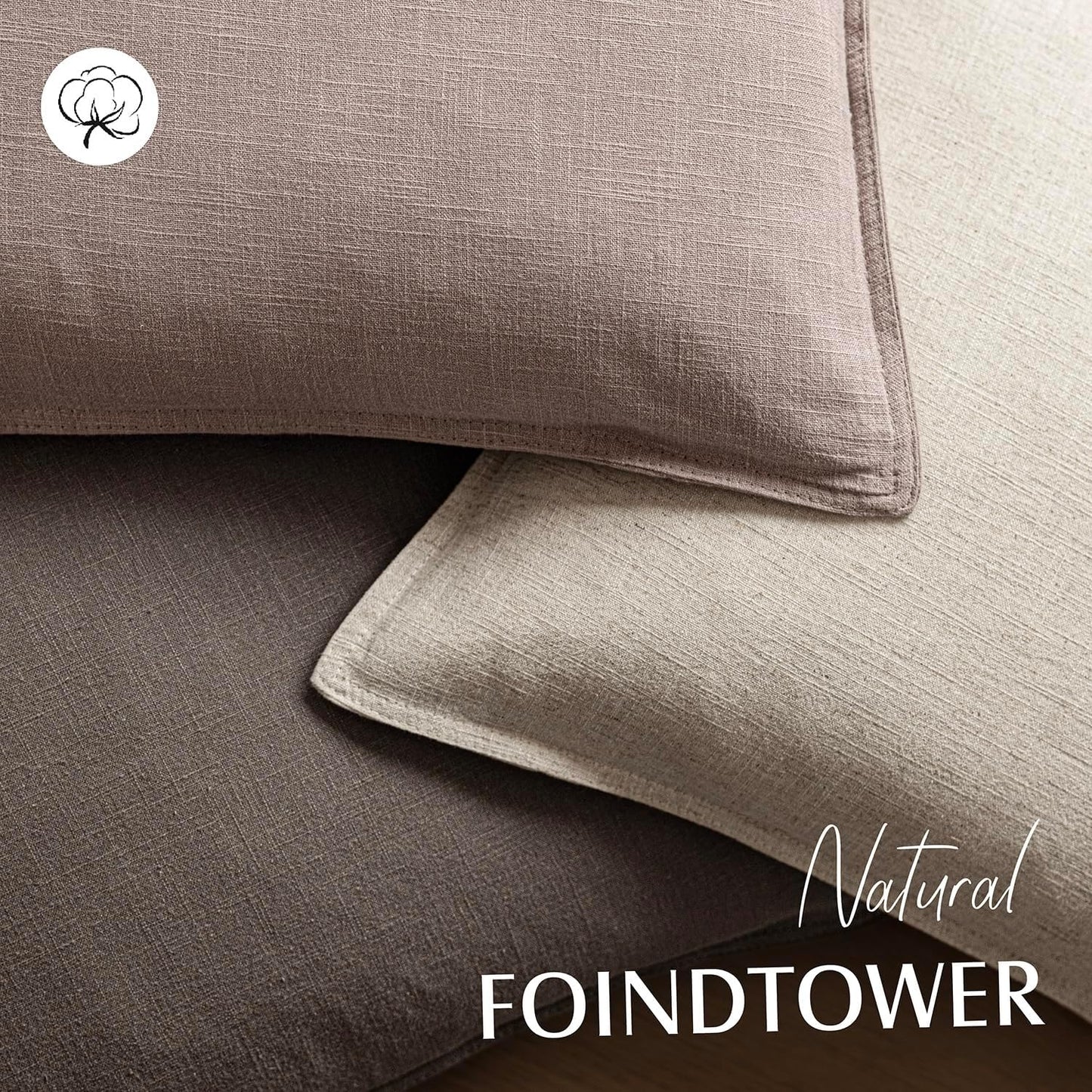 Foindtower Set of 2, Decorative Linen Soild Throw Pillow Covers Soft Accent Euro Cushion Case Boho Farmhouse Pillowcase for Chair Couch Sofa Bedroom Living Room Home Decor 26 x 26 Inch Dusty Pink