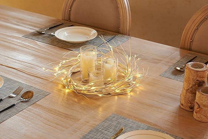 LITBLOOM Lighted Birch Garland Battery Operated with 8 Functions 48 Multi-Color and Warm White Lights, Pre-lit Twig Vine Lights 6FT for Home Bedroom Wall Mantle Decoration