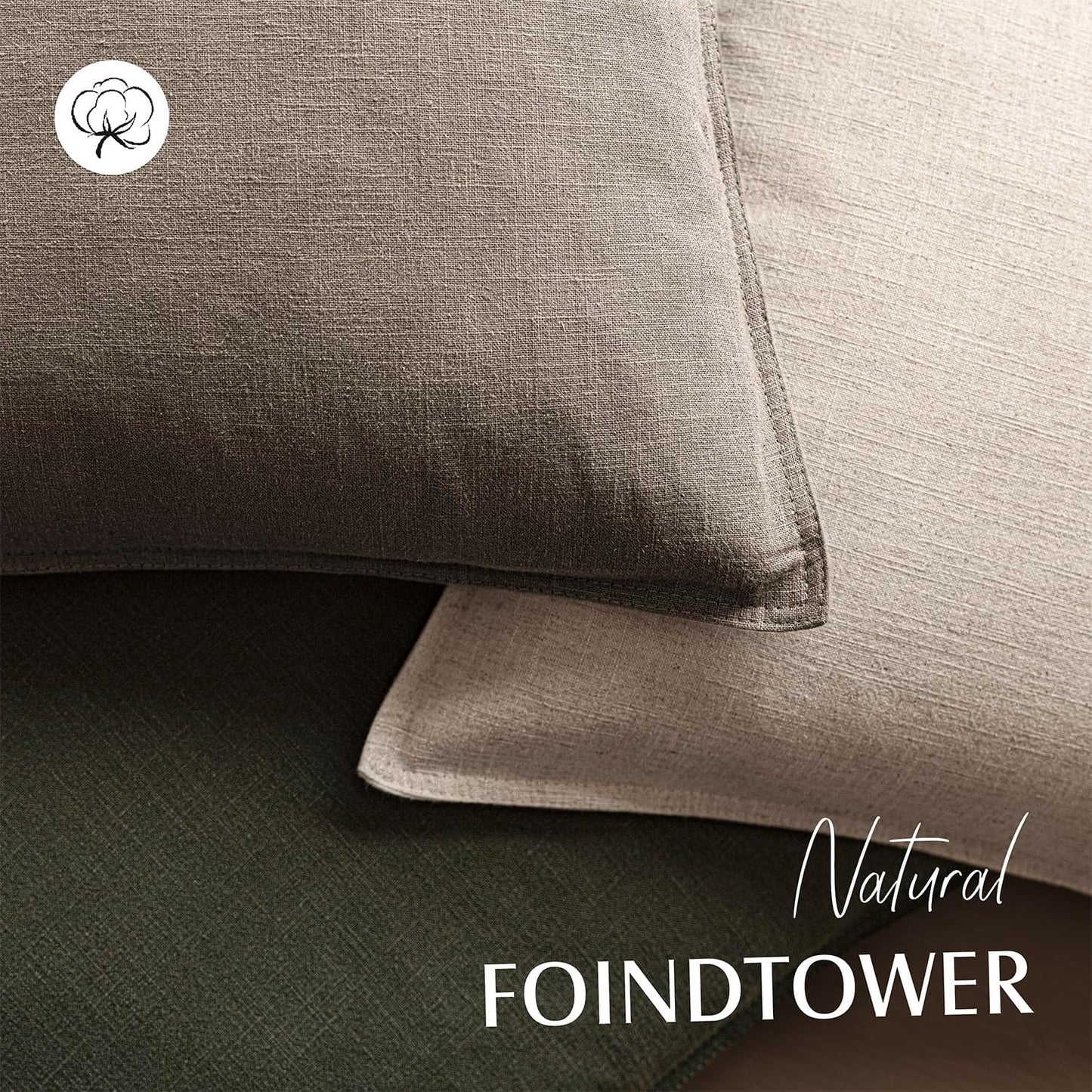Foindtower Set of 2, Decorative Linen Soild Throw Pillow Covers Soft Accent Euro Cushion Case Farmhouse Neutral Pillowcase for Chair Couch Sofa Bedroom Living Room Home Decor 20 x 20 Inch Brown Tan