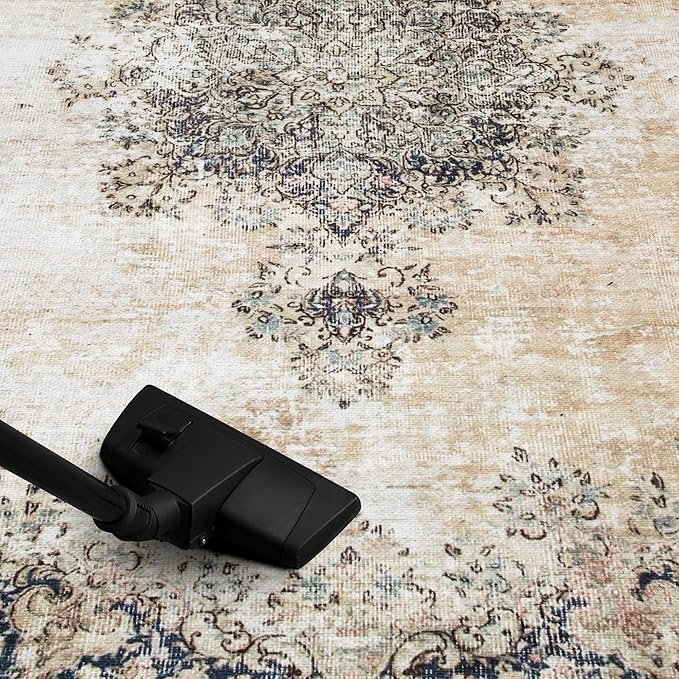 Keen Home Design 8x10 Rug - Machine Washable Area Rug with Non-Slip Backing, Ideal for Living Room, Dining Room, Bedroom - Vintage, Easy Clean, Durable, Low Pile - (8' x 10')