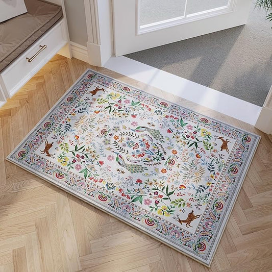 Entryway Rug 2x3 Rug Door Mat Indoor Entrance Washable Rug Small Non-Slip Low Pile Throw Rugs for Entryway, Kitchen, Front Door Indoor Entrance, Entry(Colorful)
