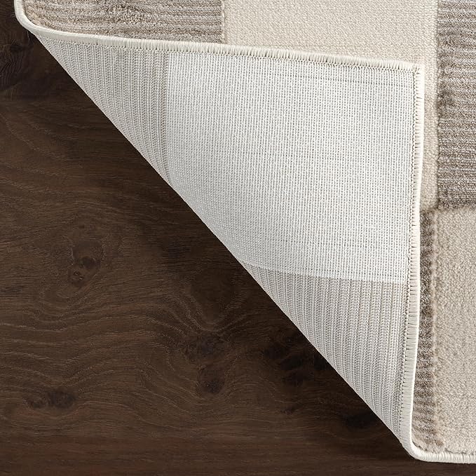 nuLOOM 5' x 8' Indoor Area Rug, 100% Recycled PET, Machine Washable, Oeko-TEX Certified, Medium Pile, Pet-Friendly, Zhuri Checkered Cream