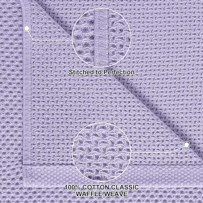 Homaxy 100% Cotton Kitchen Towels and Dishcloths Set, 12 x 12 Inches and 13 x 28 Inches, Set of 12 Bulk Kitchen Towels Set, Ultra Soft Absorbent Dish Cloths for Washing Dishes, Lavender