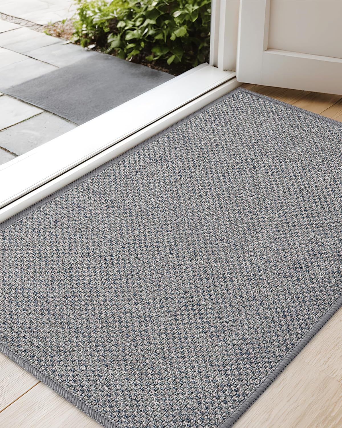 Color&Geometry Front Door Mat Indoor 26"x47", Rugs for Entryway, Non Slip Washable Low-Profile Inside, Entry Mat Entry Rug Door Mat Indoor Entrance, Light Grey (Rolled-up NO Creases)