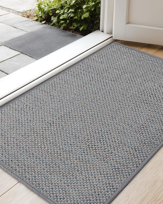 Color&Geometry Front Door Mat Indoor 26"x47", Rugs for Entryway, Non Slip Washable Low-Profile Inside, Entry Mat Entry Rug Door Mat Indoor Entrance, Light Grey (Rolled-up NO Creases)
