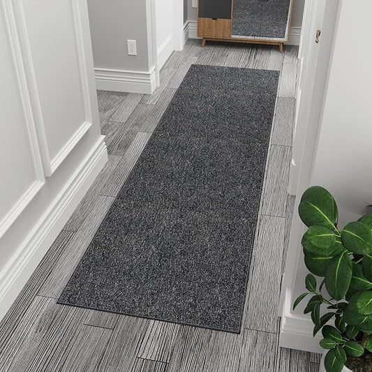 Ottomanson 20" x 59" Ultra-Thin Hallway Runner Rug - Durable Non-Slip Carpet for High-Traffic Areas - Fits Under Doors for Seamless Entry - Ideal for Kitchen, Entryway, Bedroom & Living Room, Black
