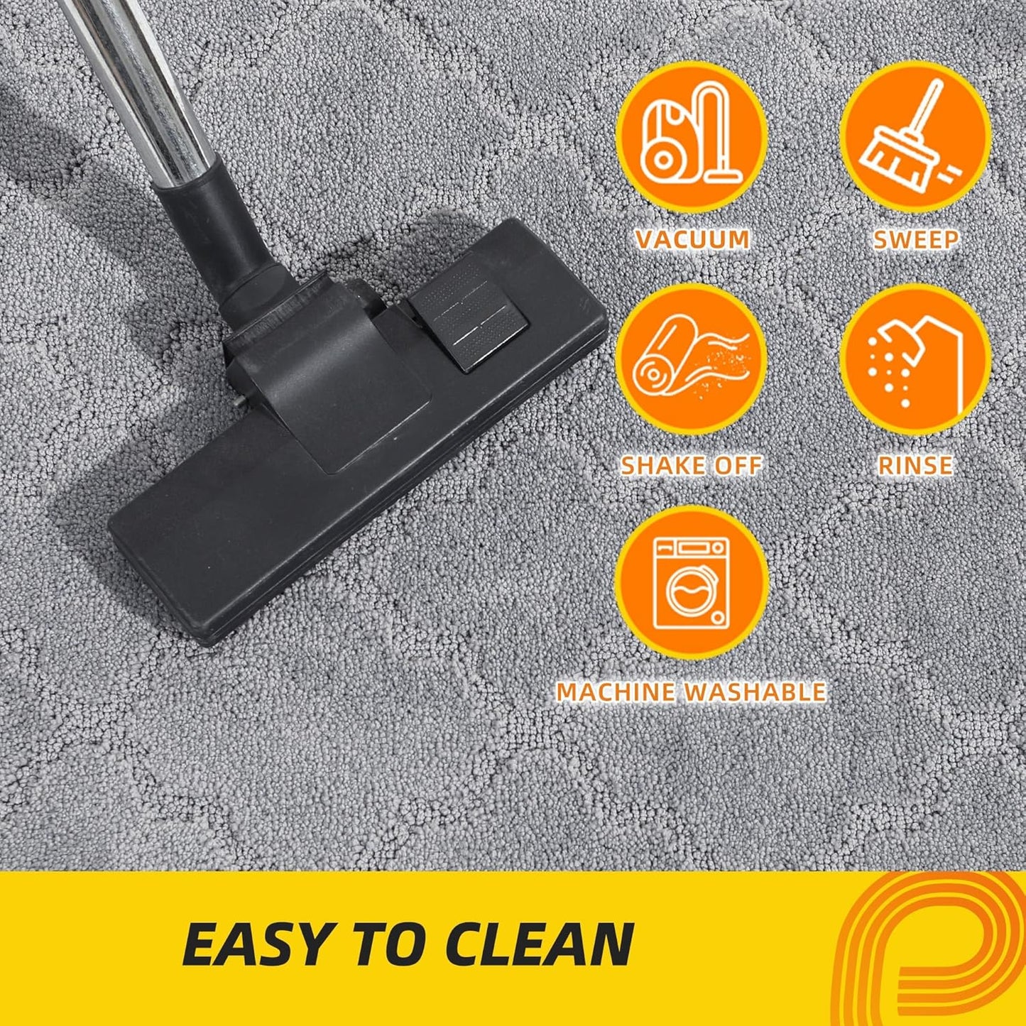 JSEI Kitchen Rugs, Non-Slip Kitchen Mats for Floor, Soft Washable Absorbent Kitchen Mats 2 Pieces, Kitchen Carpet Runner with TPR Backing, Polyester, 24”x36”+24”x60”, Light Grey