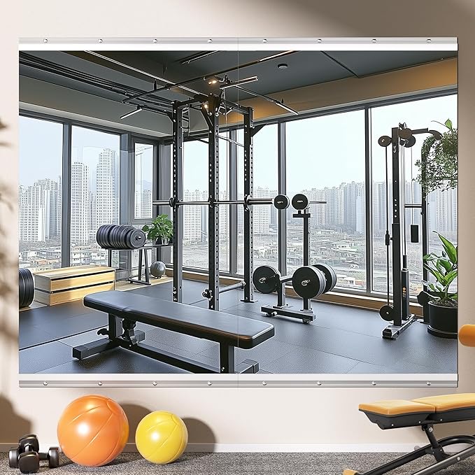 Home Gym Mirror, 48'' x 32'' x 2PCS, Large Full Body Mirror for Yoga, Frameless Tempered Glass, Wall Mounted for Home Gym, Garage, Bedroom, Bathroom