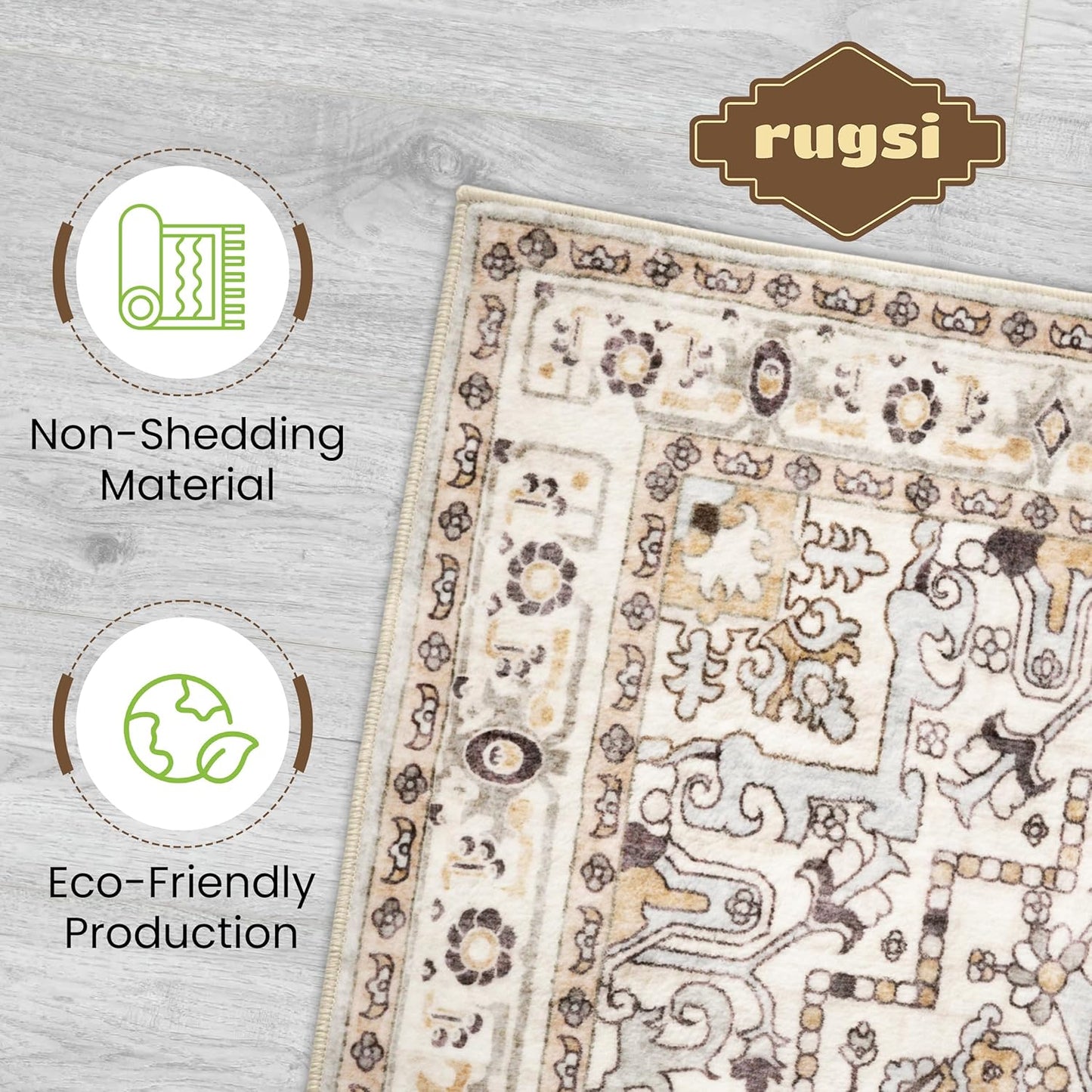 Washable Runner Rug 2.5x8 | Non Slip Rug Runners for Hallways, Entryways, Kitchens, Bathrooms, Bedrooms | Ultra-Soft Flannel Carpet Runners with Rubber Backing (Yellow Beige, 2.5x8)
