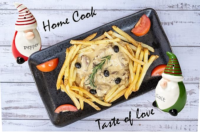 KARALIN Ceramic Salt & Pepper Shaker Sets Tabletop Accessories Cute Farmhouse Design Family Gifts with Gift Box Ready (Red & Green)