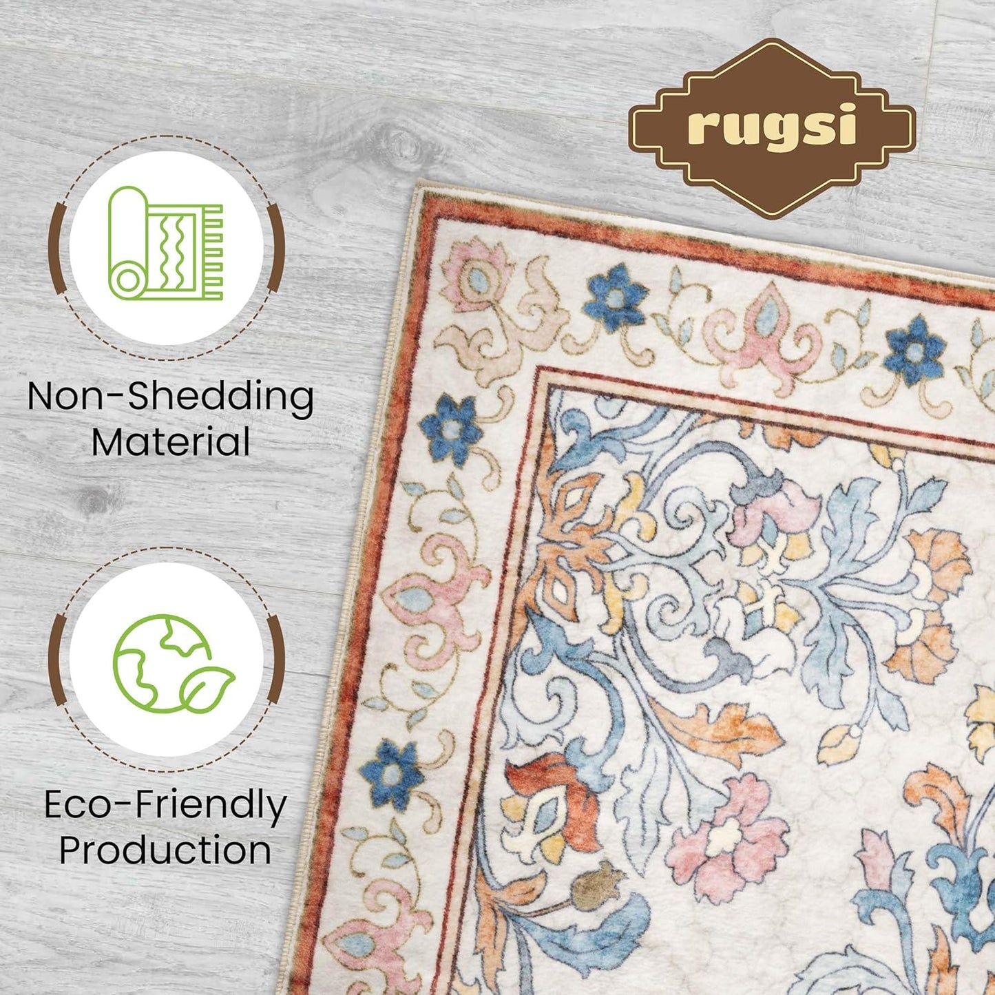 Washable Entryway Rug 2x3 | Non Slip Rug Runners for Hallways, Entryways, Kitchens, Bathrooms, Bedrooms | Ultra-Soft Flannel Carpet Kitchen Rug with Rubber Backing (Multi Colored, 2x3)