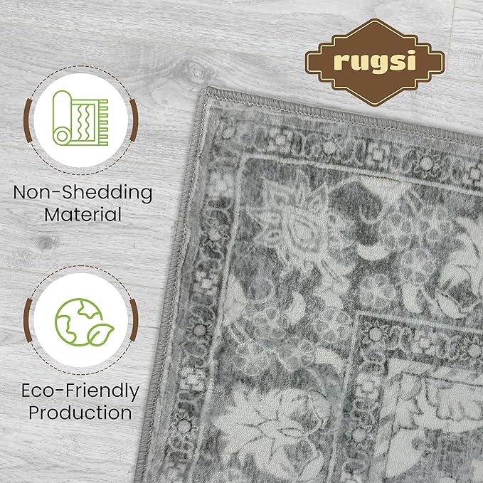 Washable Runner Rug 2x6 | Non Slip Rug Runners for Hallways, Entryways, Kitchens, Bathrooms, Bedrooms | Ultra-Soft Flannel Carpet Runners with Rubber Backing (Beige, 2x6)