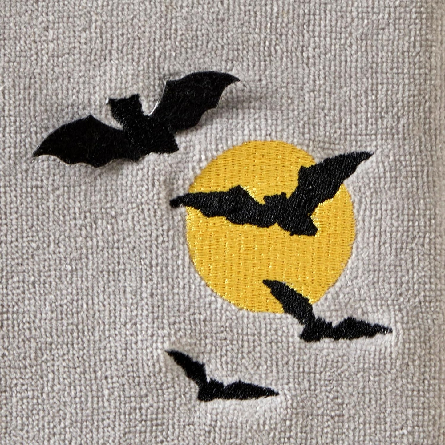 SKL Home Halloween Full Moon Flight 100% Cotton Embroidered 2pc Hand Towel Set, Decorative 3D for Bath/Kitchen/Bar & Gift, Gray
