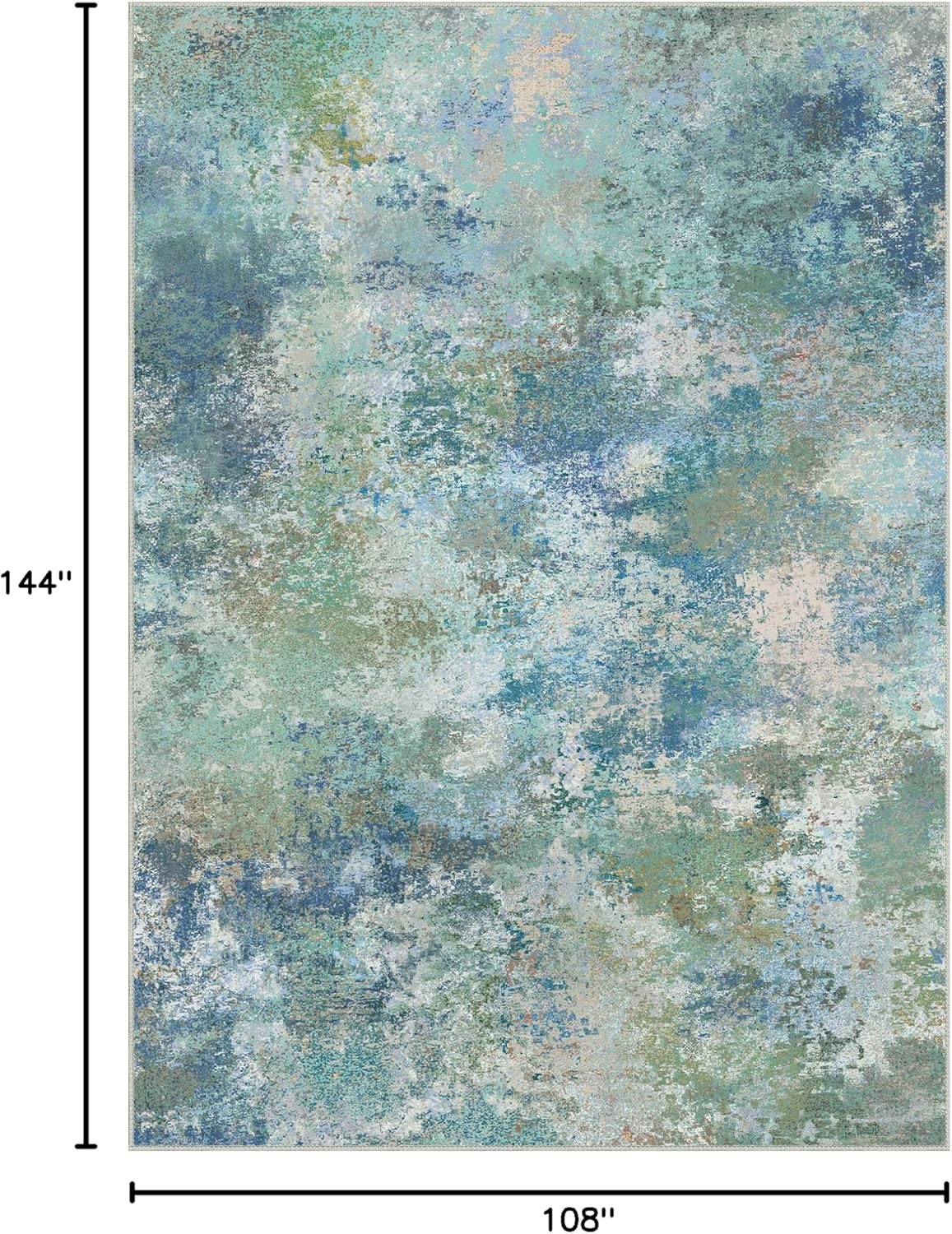 Area Rugs 9x12 Machine Washable Area Rug for Bedroom Living Room Dining Room, Large Modern Abstract Soft Rugs, Indoor Low Pile Carpet with Non Slip Rubber Backing, Abstract Blue Green