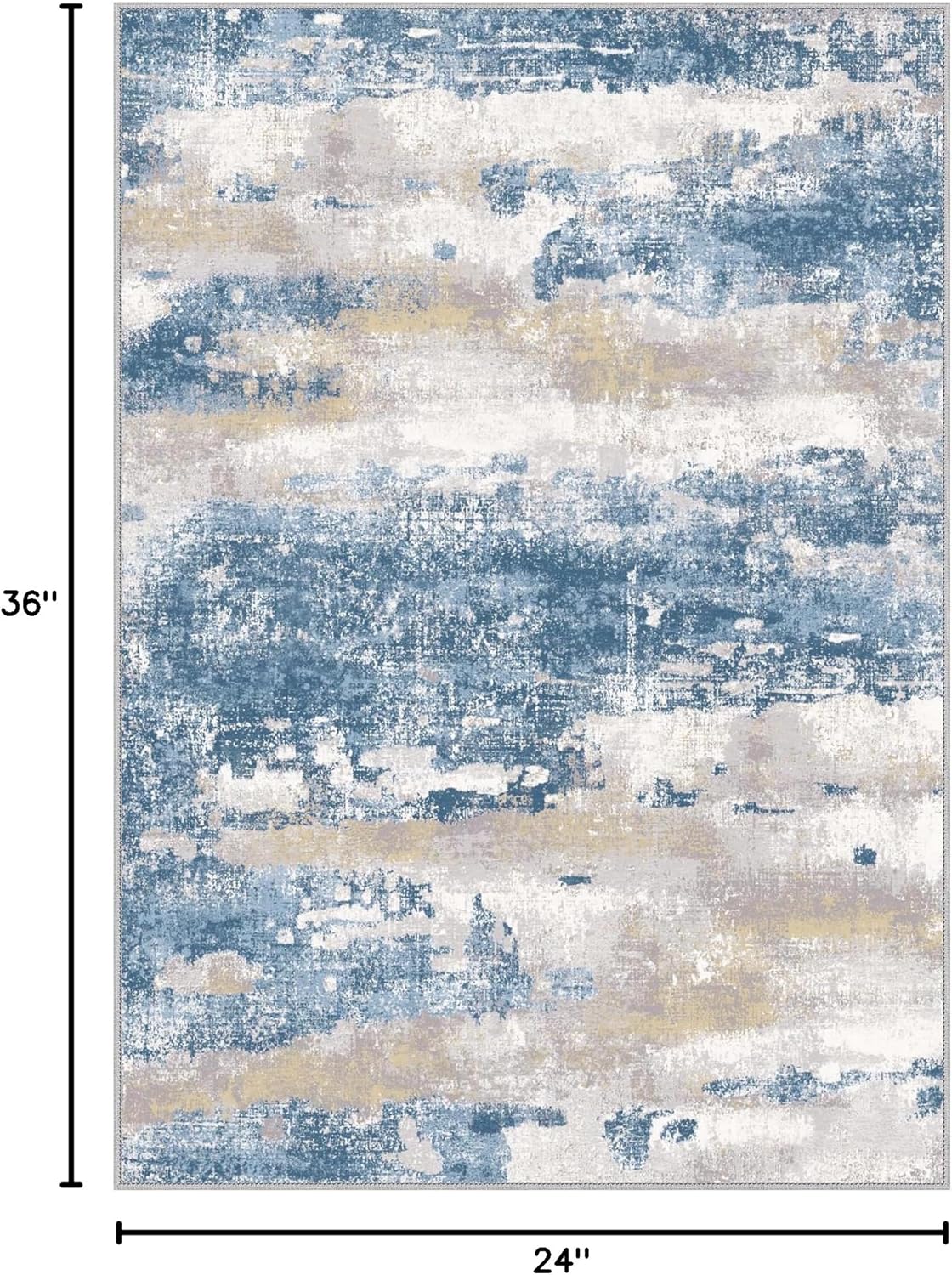 2x3 Rugs for Entryway Entrance Kitchen Bathroom, Machine Washable Modern Abstract Soft Area Rug, Indoor Floor Carpet with Non Slip Rubber Backing, Blue Cream