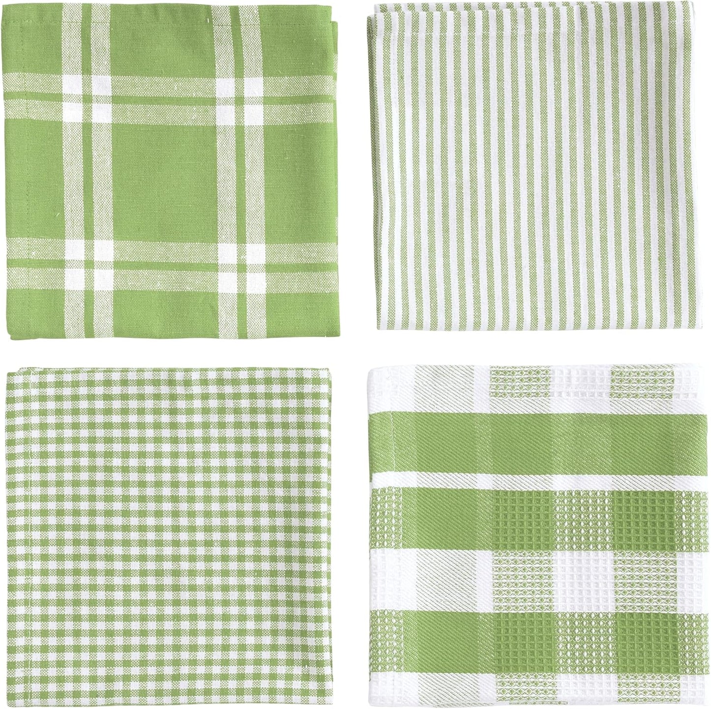 LANE LINEN 100% Cotton Kitchen Dish Cloths, Ultra Soft Absorbent Quick Drying Dish Towels, Multiweave Wash Cloths Dish Towel Sets, 12x12 Inches, 8 Pack - Sage Green