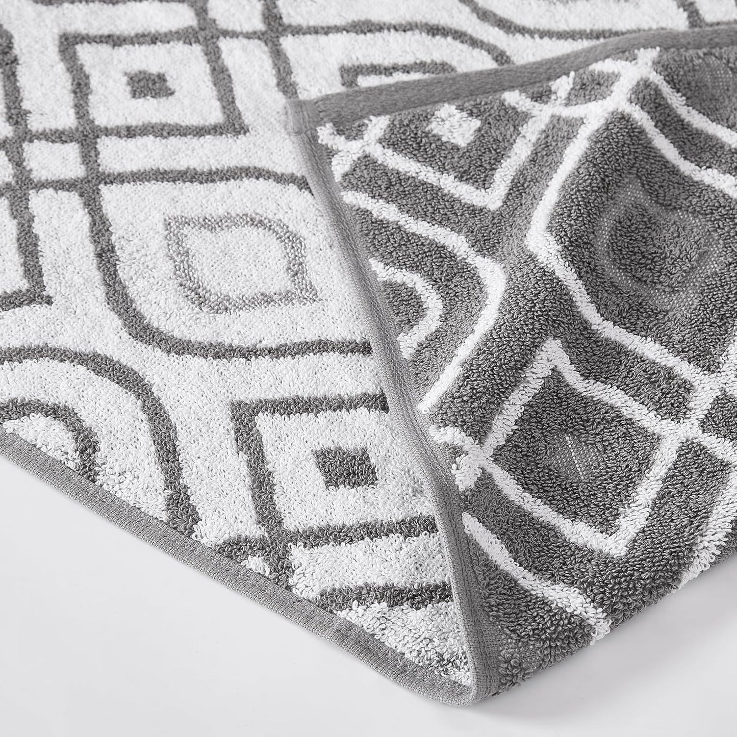 Modern Threads Oxford 6-Piece 100% Cotton Towel Set – Yarn Dyed Jacquard & Solid – Includes 2 Bath Towels, 2 Hand Towels, 2 Washcloths – Absorbent, Quick Dry, Soft & Durable – Gray