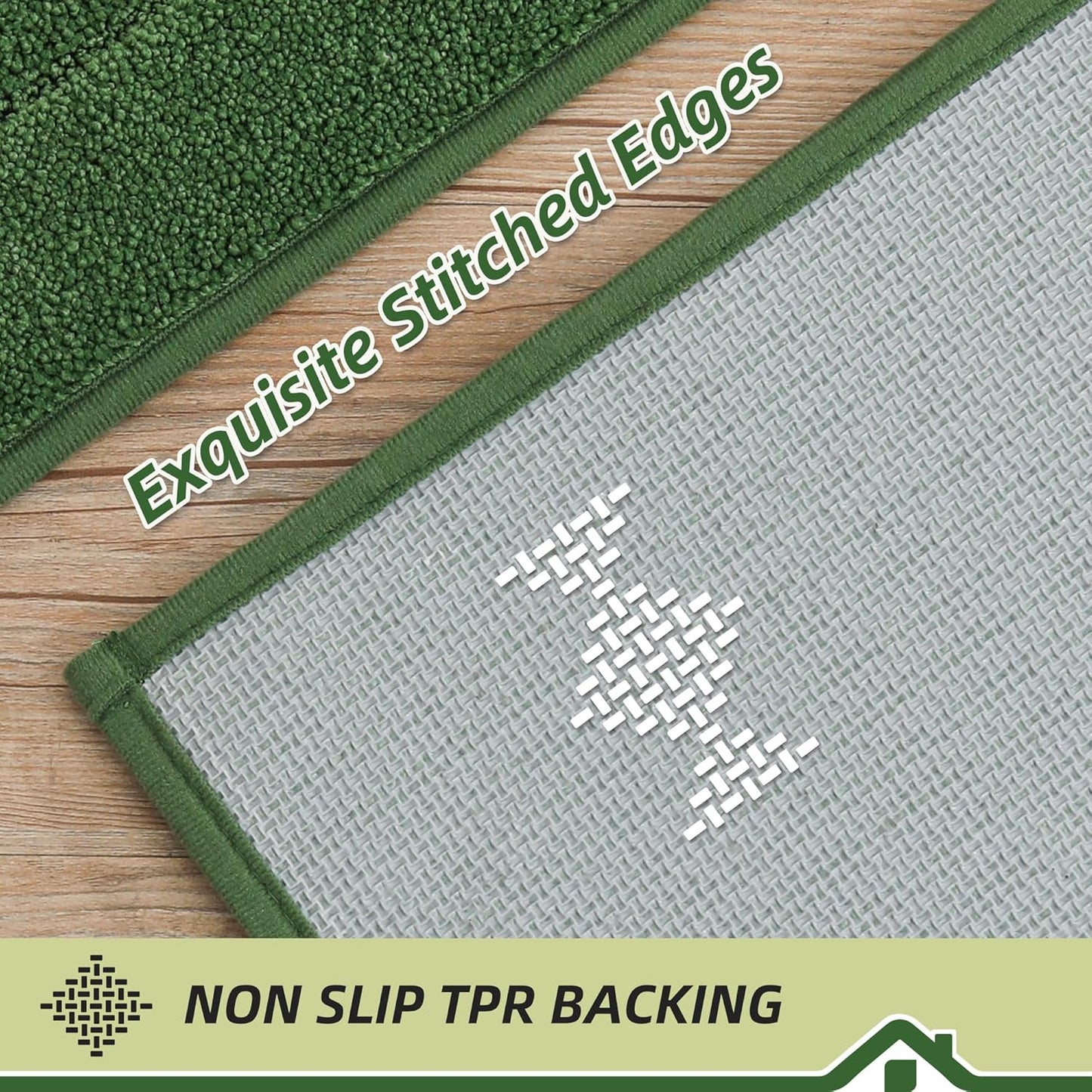 BEQHAUSE Kitchen Runner Rug 20”x59” Washable Non Slip Kitchen Mats for Floor Absorbent Soft Kitchen Rugs for Floor,Sink,Hallway,Laundry,Green