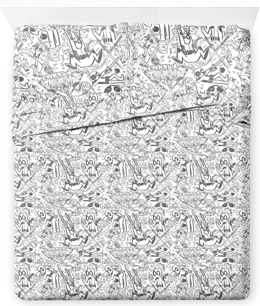 Jay Franco Sheet Set with Fitted, Flat Sheets & Pillow Cover - Ultra-Soft Bedding with Pillowcase for Room Decor, White - Deadpool, 4 Piece Full