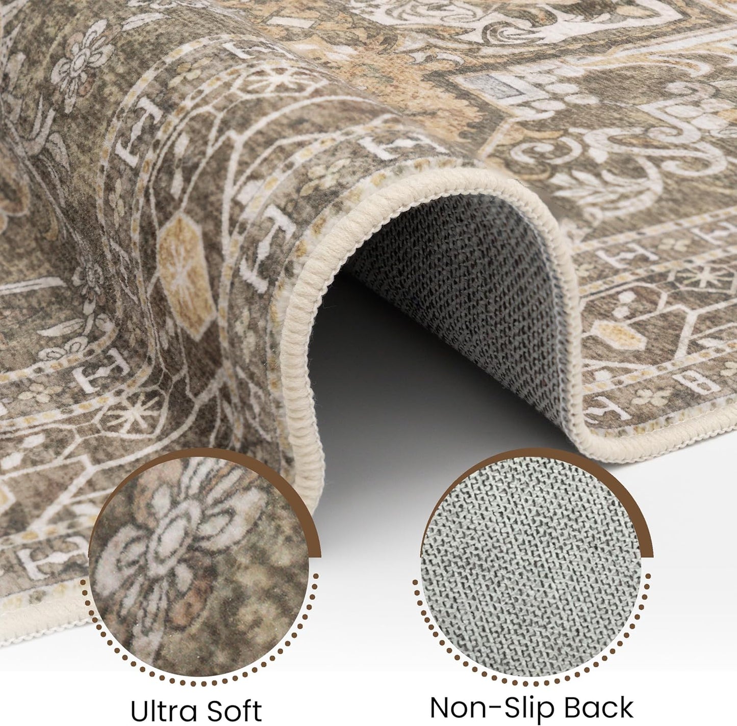 Washable Runner Rug 2x6 | Non Slip Rug Runners for Hallways, Entryways, Kitchens, Bathrooms, Bedrooms | Ultra-Soft Flannel Carpet Runners with Rubber Backing (Moss, 2x6)