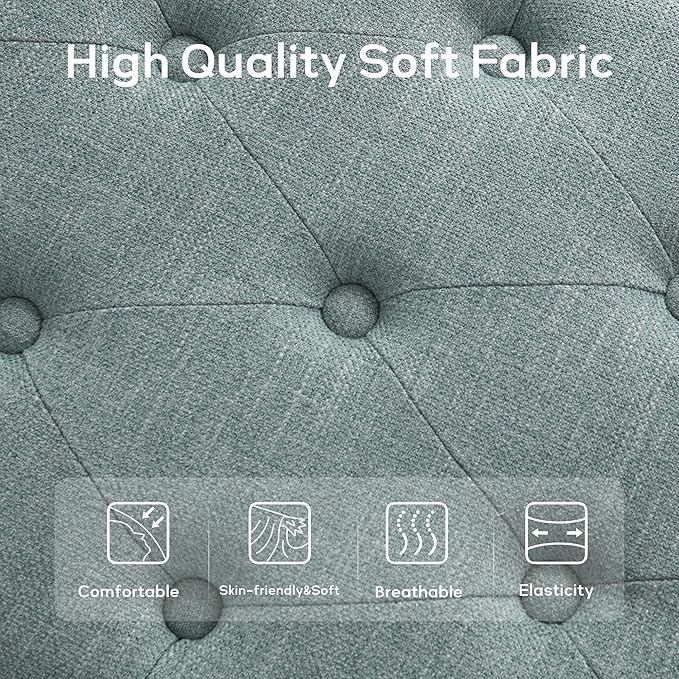 HUIMO Bedroom Bench End of Bed, Upholstered Dining Bench for Kitchen, Button-Tufted Entry Bench, Fabric Ottoman Bench for Living Room, Entryway,Teal