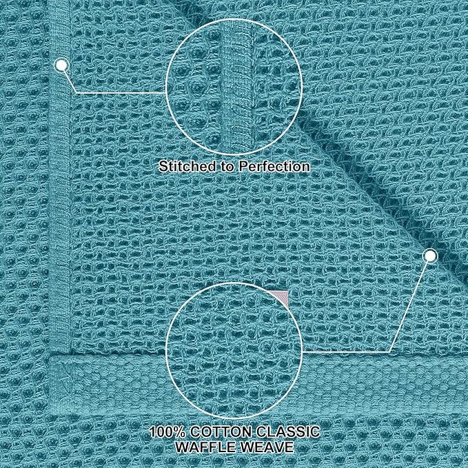 Homaxy 100% Cotton Kitchen Towels and Dishcloths Set, 12 x 12 Inches and 13 x 28 Inches, Set of 10 Bulk Kitchen Towels Set, Ultra Soft Absorbent Dish Cloths for Washing Dishes, Lake Blue